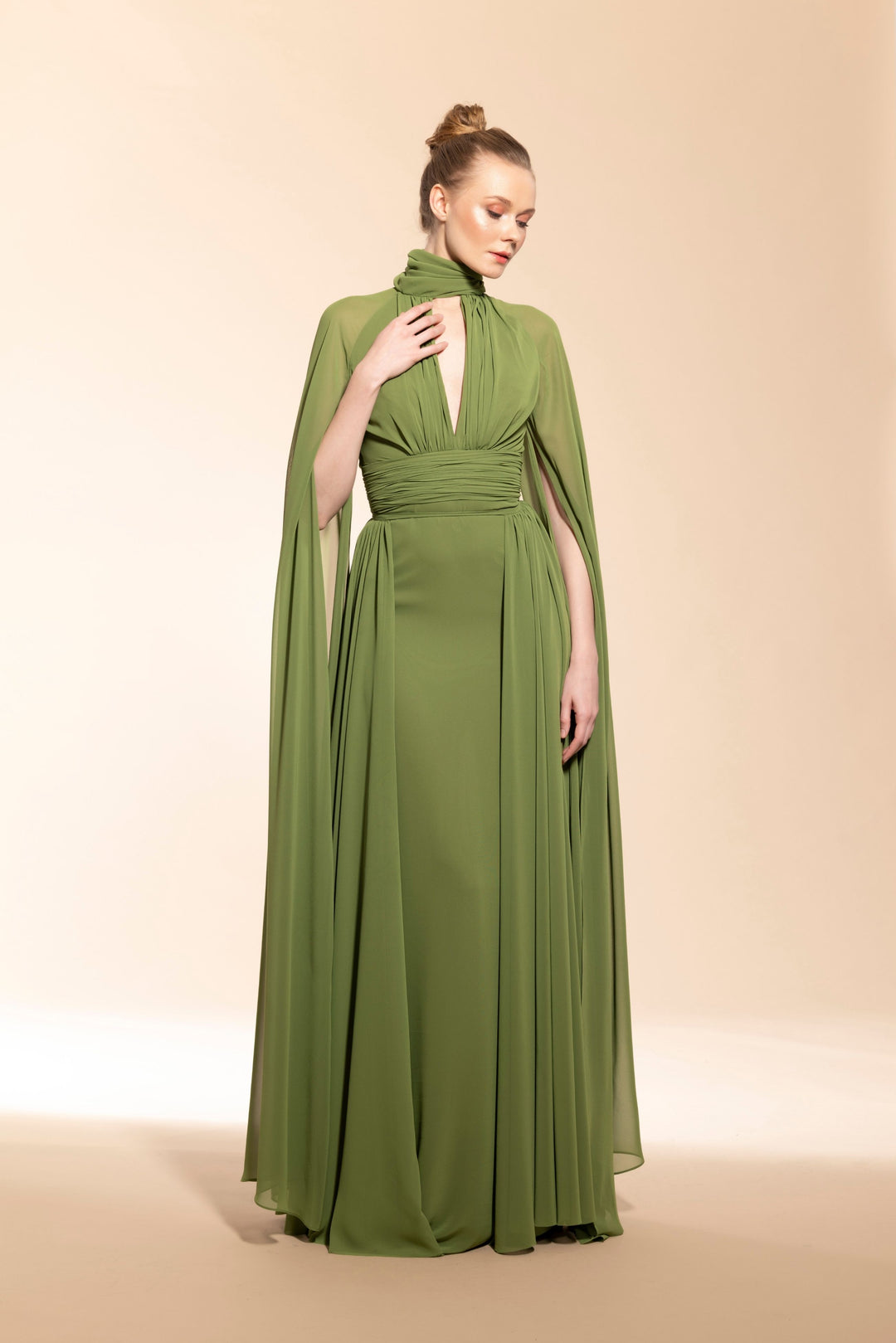 Green Dress with Tailored Cut with Extra Skirt Dilek Hanif Green Dress with Tailored Cut with Extra Skirt Dilek Hanif