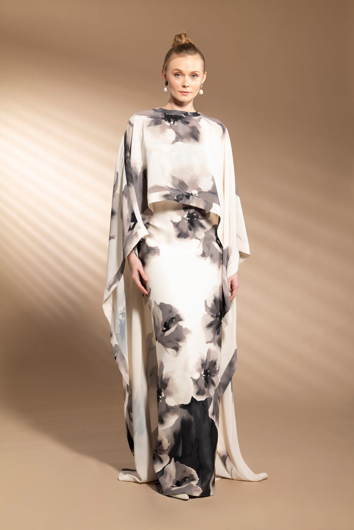 Black Floral - Printed Cape