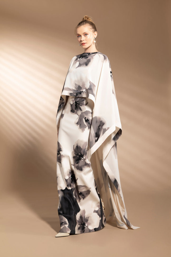Black Floral - Printed Cape