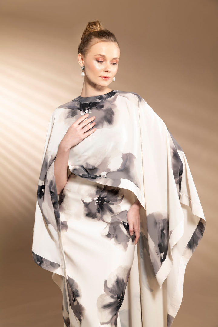 Black Floral - Printed Cape