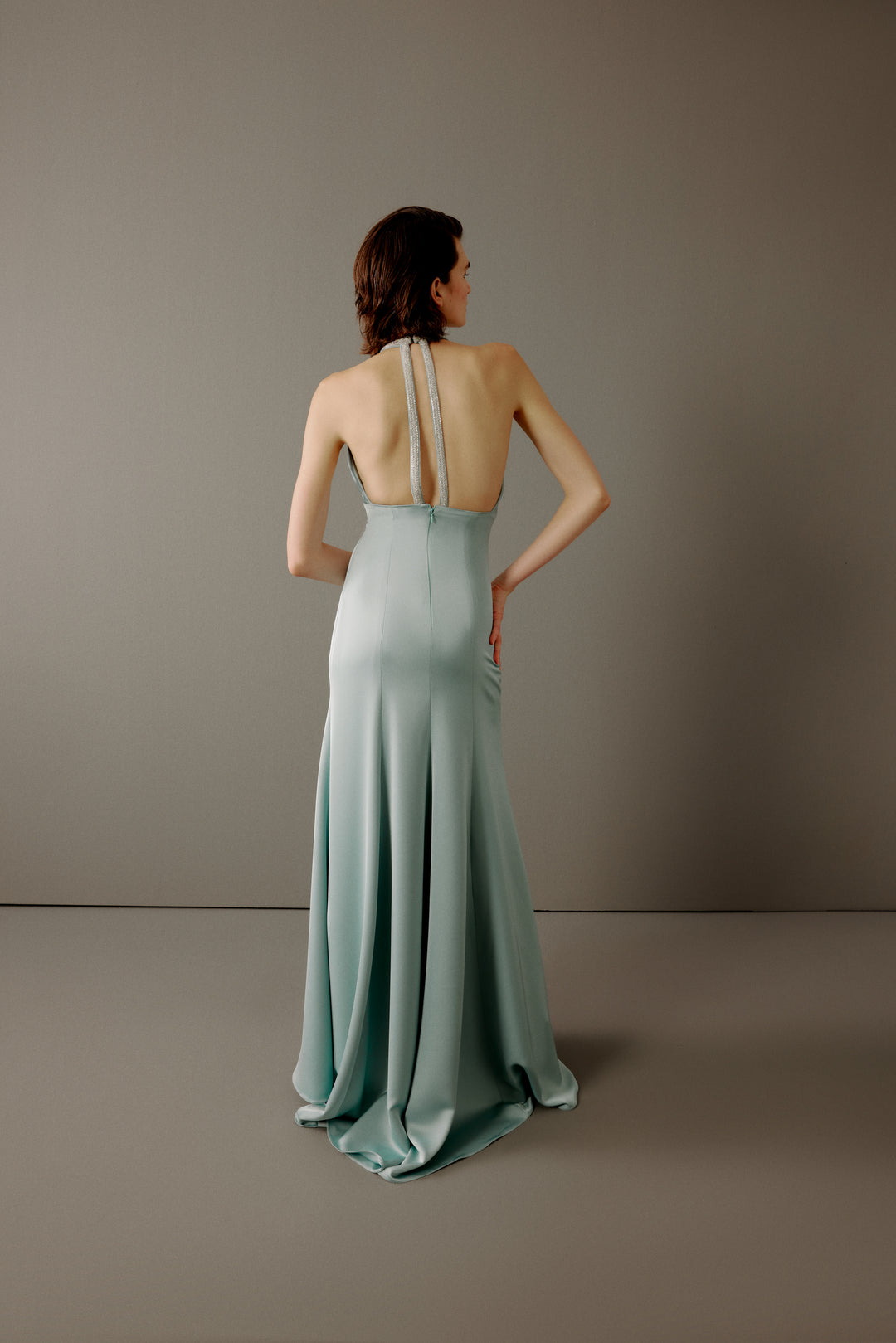 Cut Out Front Halter Neck Dress With Necklace Detail Dilek Hanif Cut Out Front Halter Neck Dress With Necklace Detail Dilek Hanif