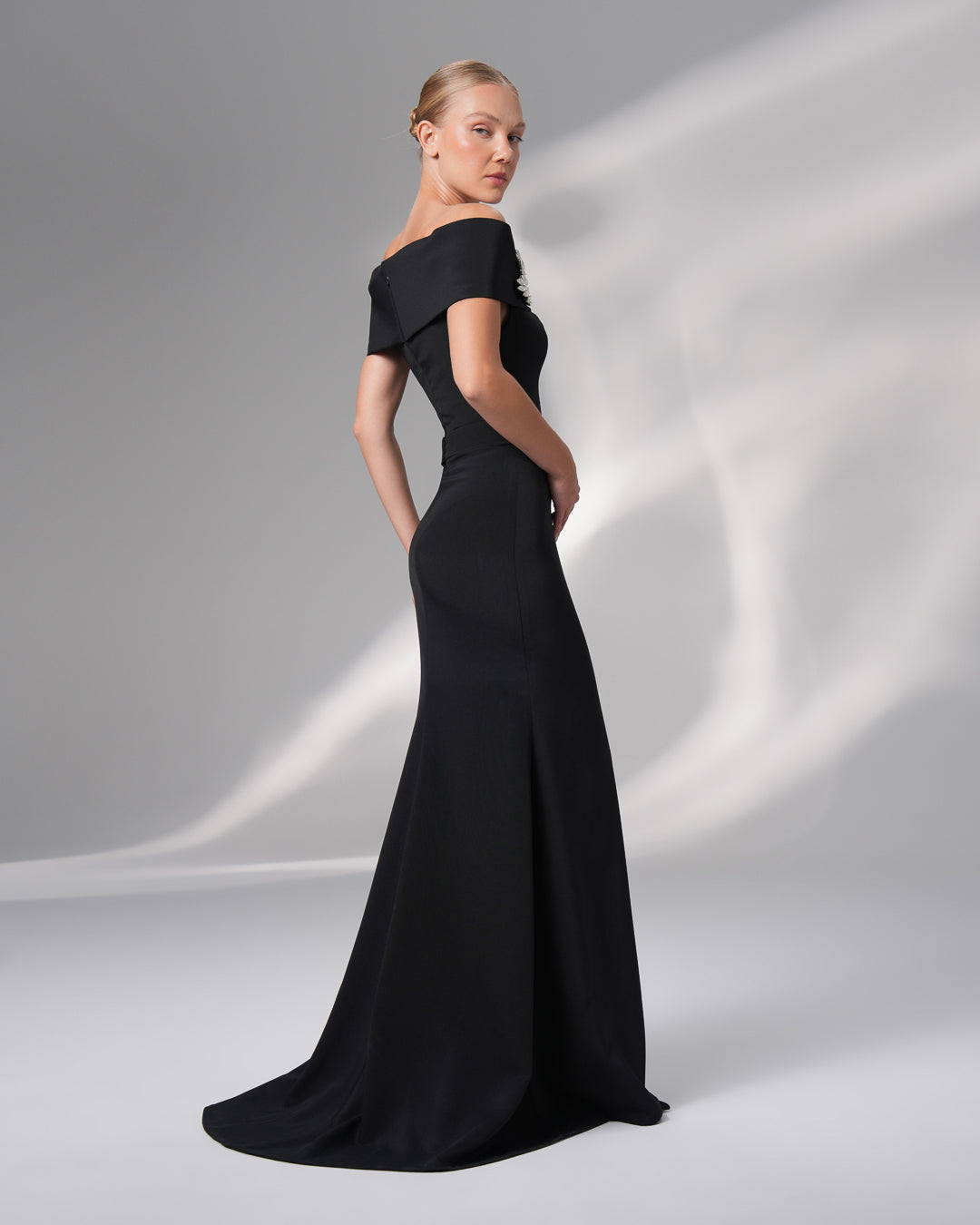 Off Shoulder Crystal Beaded Dress