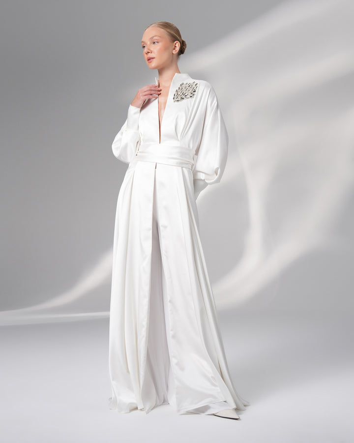 Crystal Beaded Caftan with Belt