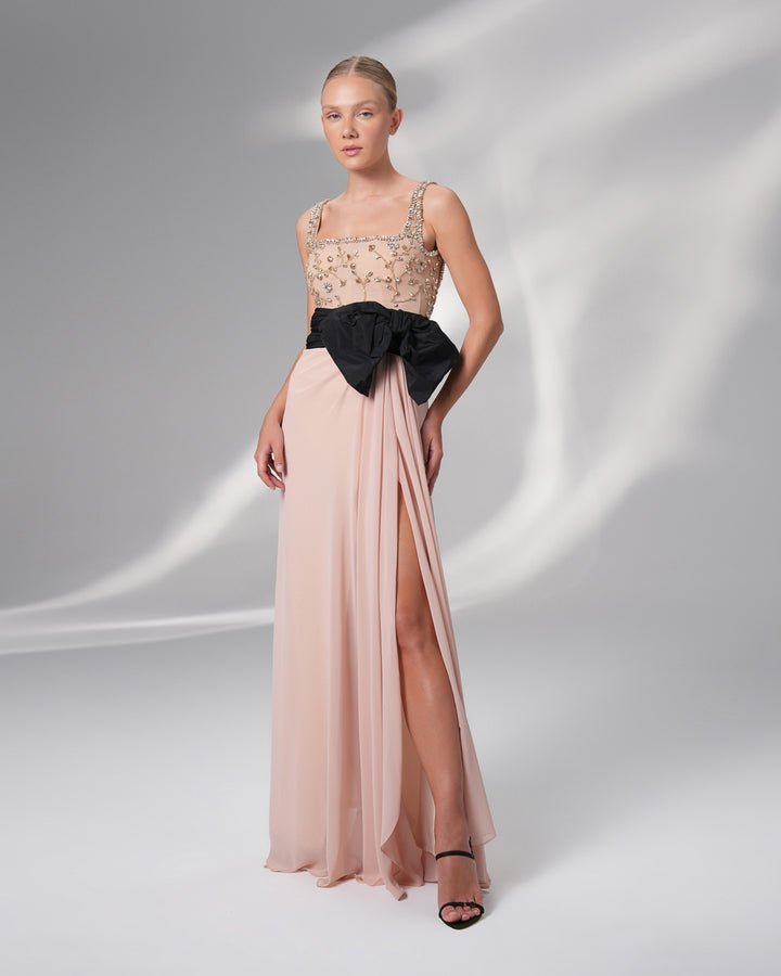 Embroidery Dress with Bow Detail